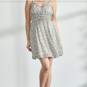 Floral ruffle trim mini dress